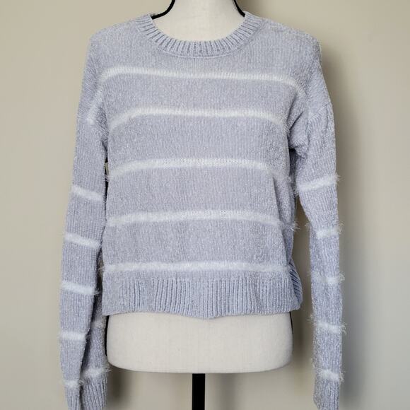 Rue 21 M Chenille Crop Sweater Eyelash Trim Drop Shoulder Pullover Soft Cozy - Picture 1 of 14